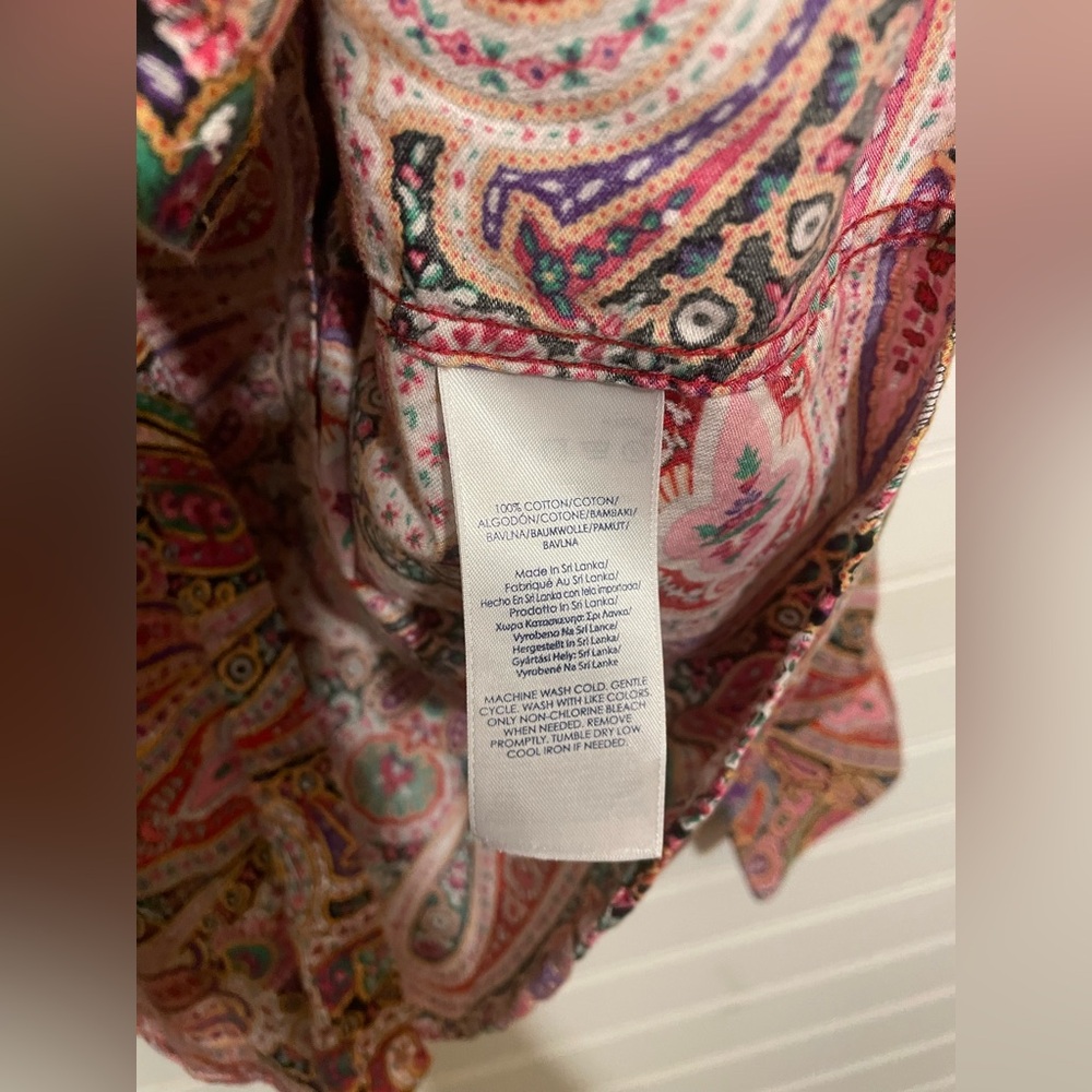 Chaps Multicolor Paisley Button Up Women’s Shirt Size Medium 100% Cotton Holiday - Picture 5 of 5